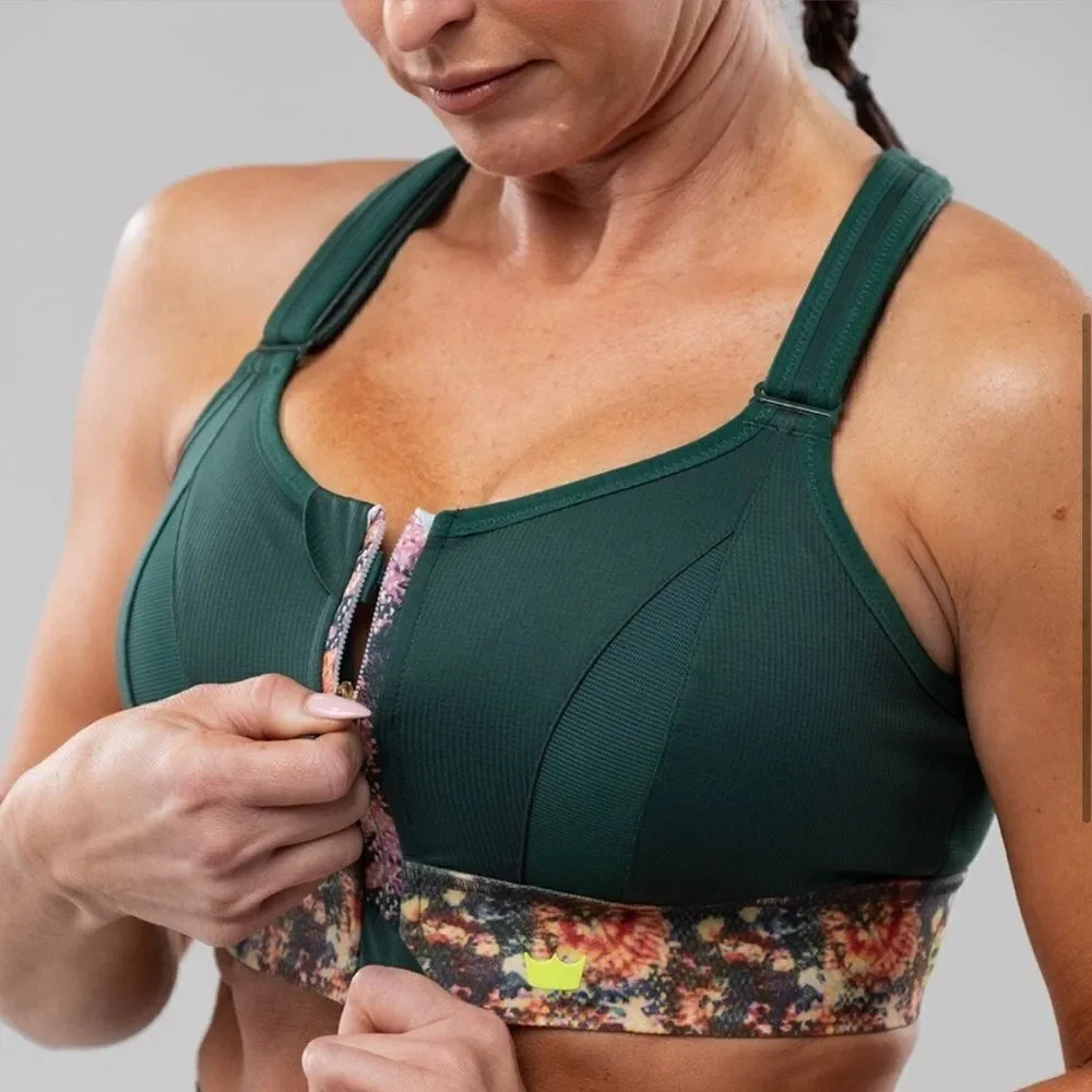 Shefit Ultimate High Impact Sports Bra Green Conquer Print XS